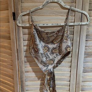 Zaful Paisley Print Crop Top - Beige and Orange